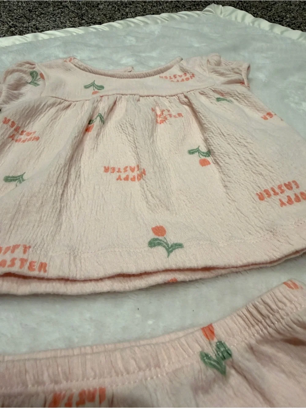 Carter's Pale Pink Floral Print Top & Diaper Cover Set